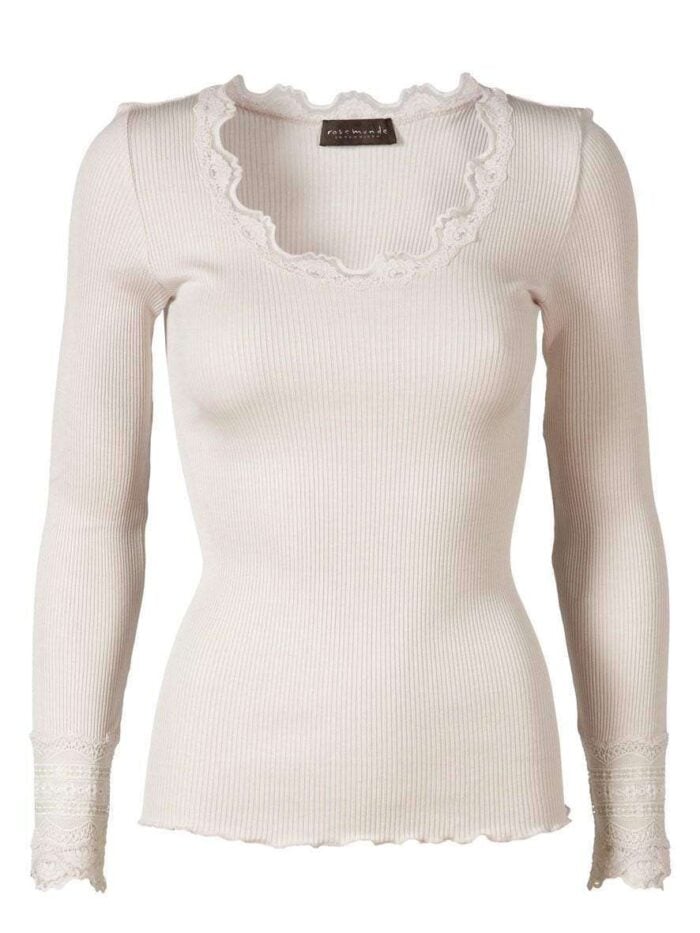 Rosemunde Lace Top Long Sleeve In Silk - Soft Powder S  Rosemunde Clothing