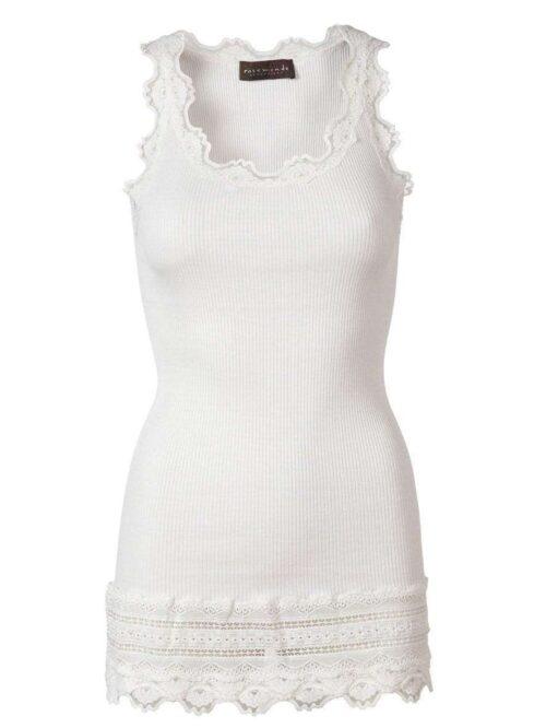 Rosemunde Lace Top W Lace Edge In Silk - White S  Rosemunde Clothing