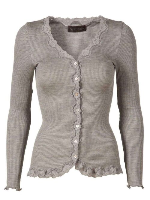 Rosemunde Vintage Lace Cardigan In Silk - Grey M  Rosemunde Clothing